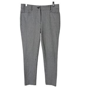Loft Women's Skinny Ankle Pants 4 Black & White Herringbone Check Plaid Stretch